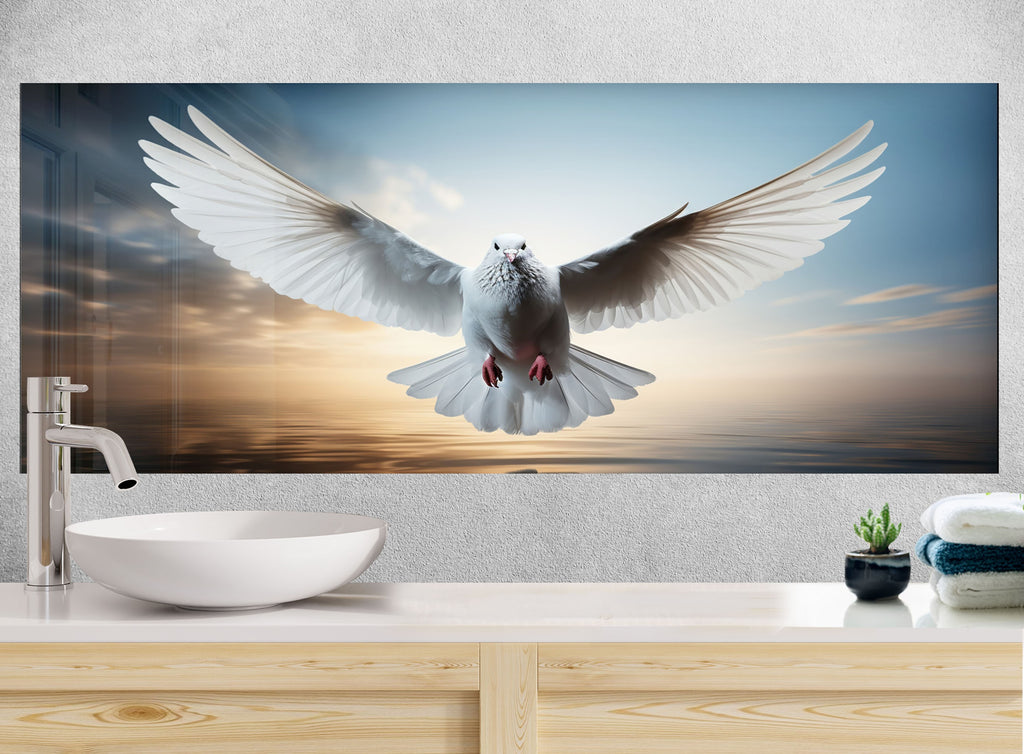 White Dove - Glass Kitchen Backsplash-BacksplashArtworks