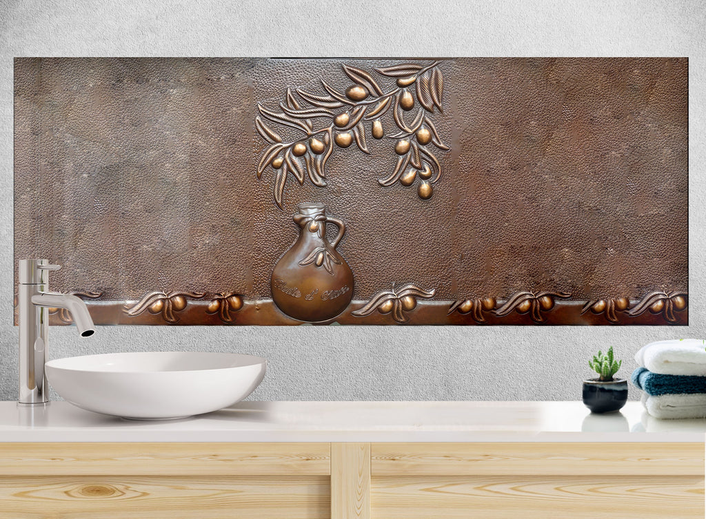 Mediterranean Olive Grove - Glass Backsplash-BacksplashArtworks