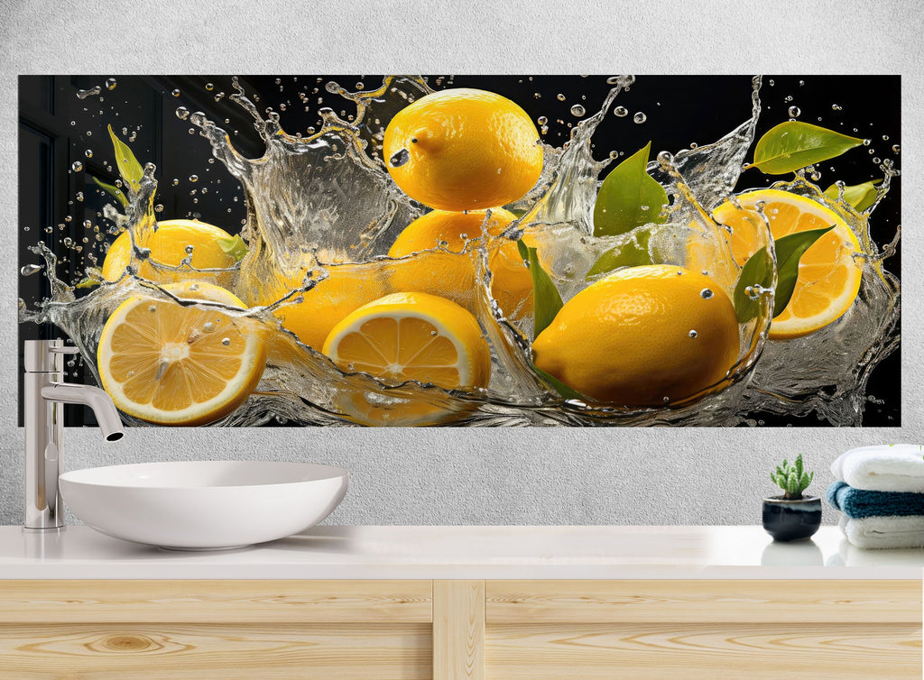 Lemon Splash Glass Kitchen Backsplash – Fresh Citrus Design-BacksplashArtworks
