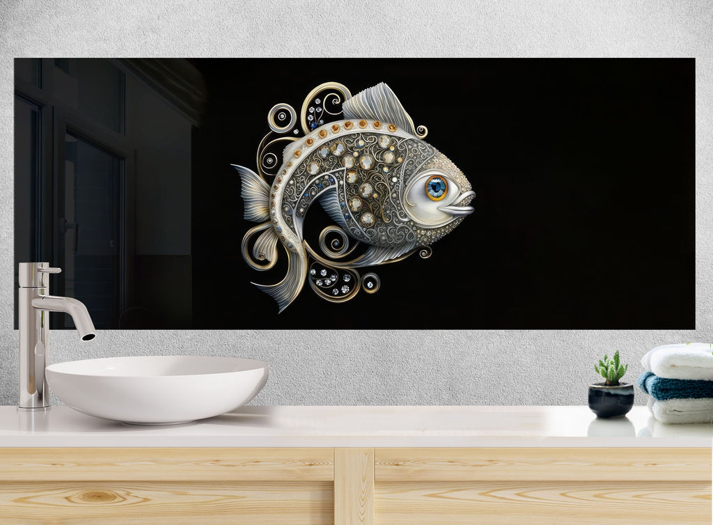 Luxury Fish - Tempered Glass Kitchen Backsplash-BacksplashArtworks