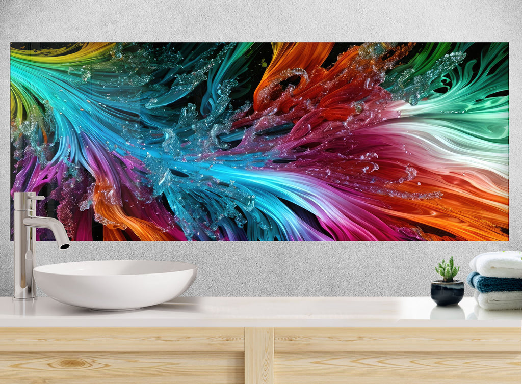 Radiant Fusion Multicolor Swirl - Glass Kitchen Backsplash-BacksplashArtworks