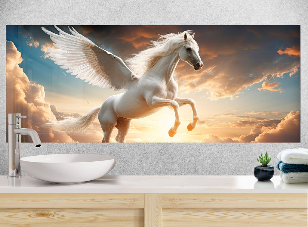 Fantasy Pegasus - Tempered Glass Kitchen Backsplash-BacksplashArtworks