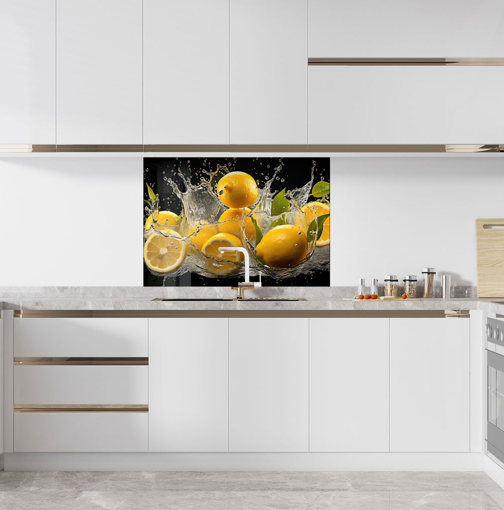 Lemon Splash Glass Kitchen Backsplash – Fresh Citrus Design-BacksplashArtworks