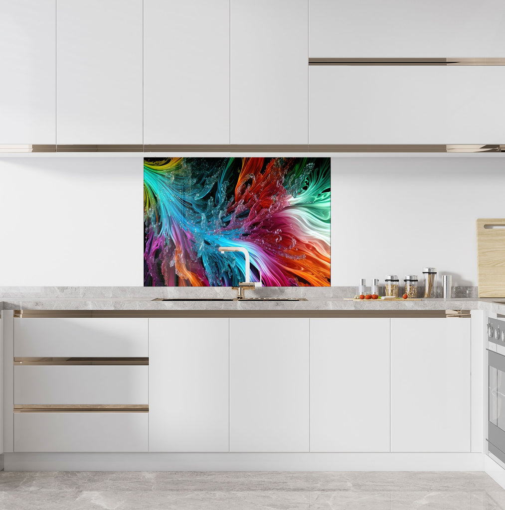 Radiant Fusion Multicolor Swirl - Glass Kitchen Backsplash-BacksplashArtworks