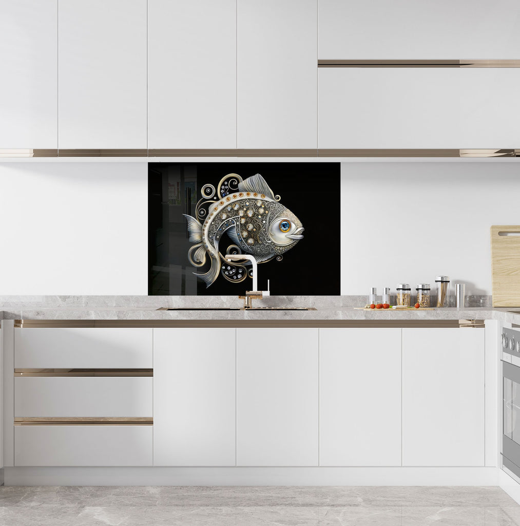 Luxury Fish - Tempered Glass Kitchen Backsplash-BacksplashArtworks