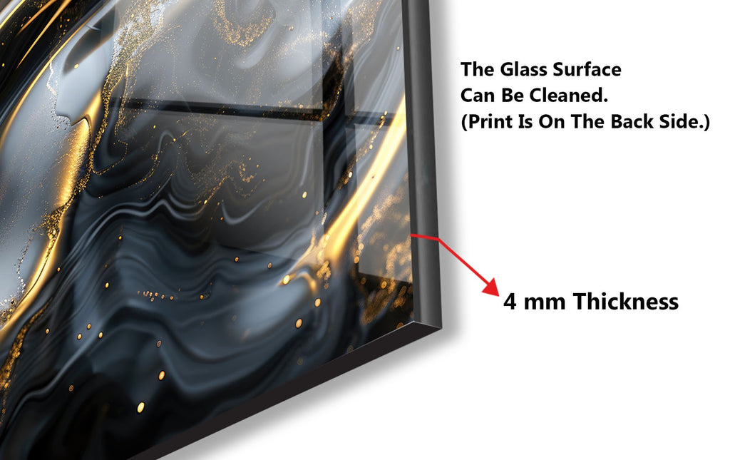 Midnight Gold Elegance - Glass Kitchen Backsplash-BacksplashArtworks