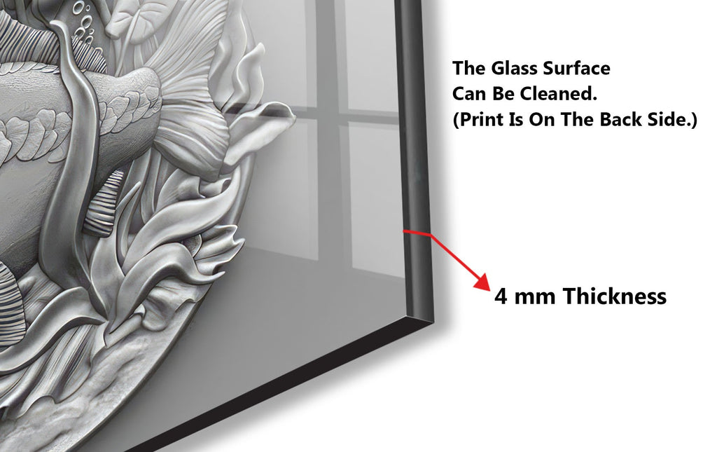 Silver Fish - Tempered Glass Kitchen Backsplash-BacksplashArtworks
