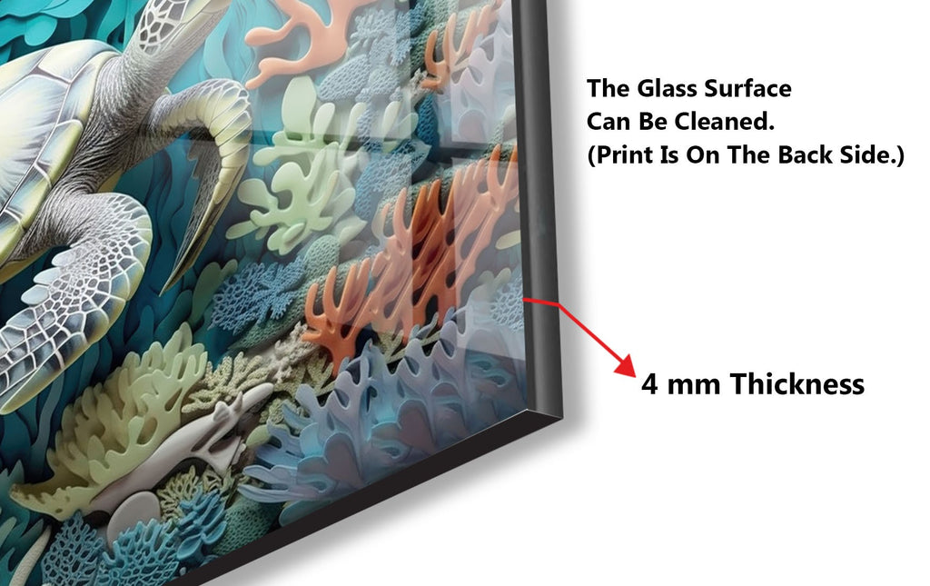 Stunning Sea Turtle - Tempered Glass Kitchen Backsplash-BacksplashArtworks