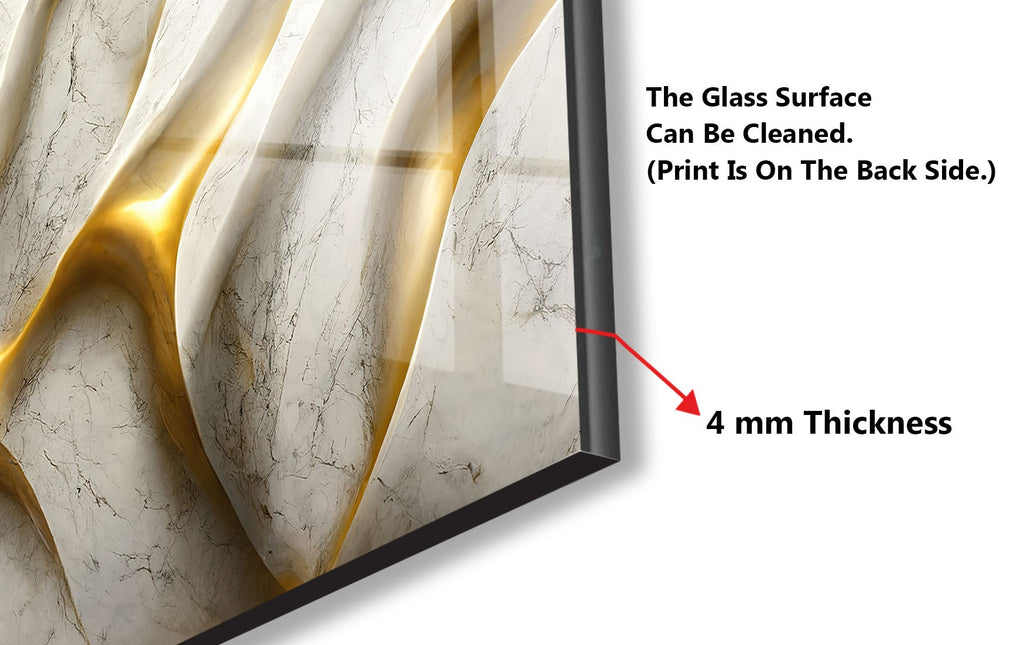 Golden Marble Waves - Glass Kitchen Backsplash-BacksplashArtworks