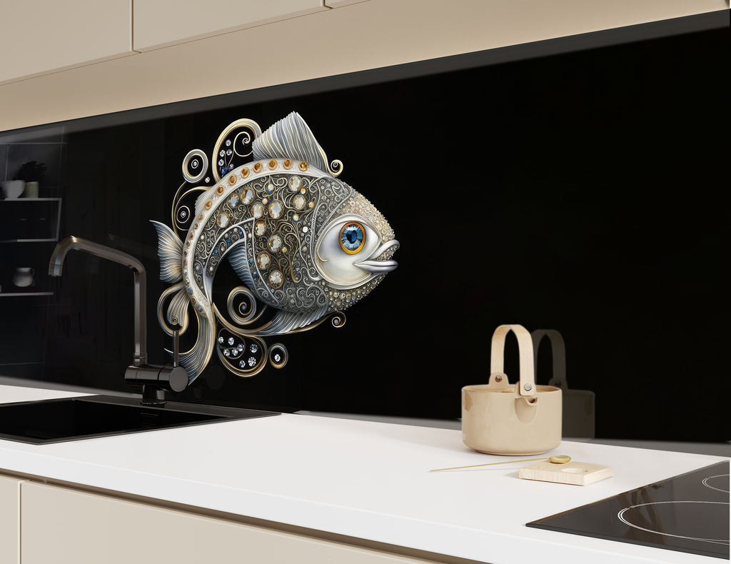 Luxury Fish - Tempered Glass Kitchen Backsplash-BacksplashArtworks