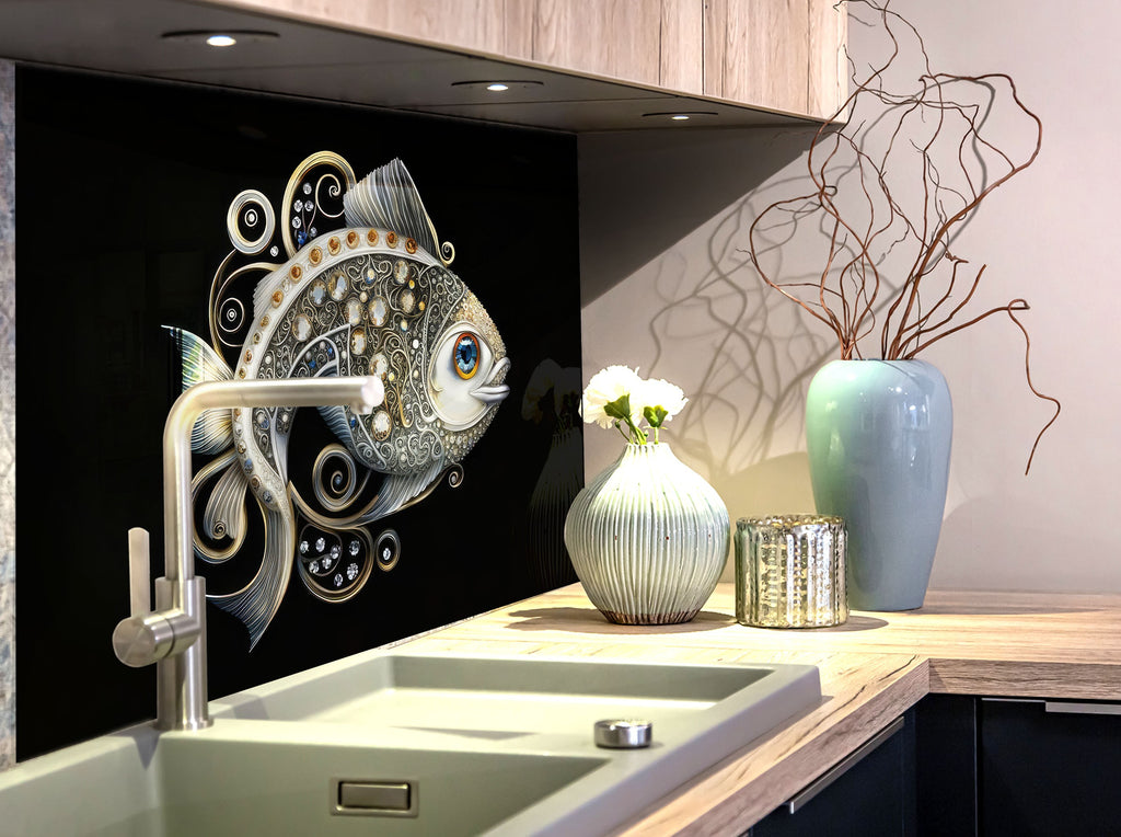 Luxury Fish - Tempered Glass Kitchen Backsplash-BacksplashArtworks