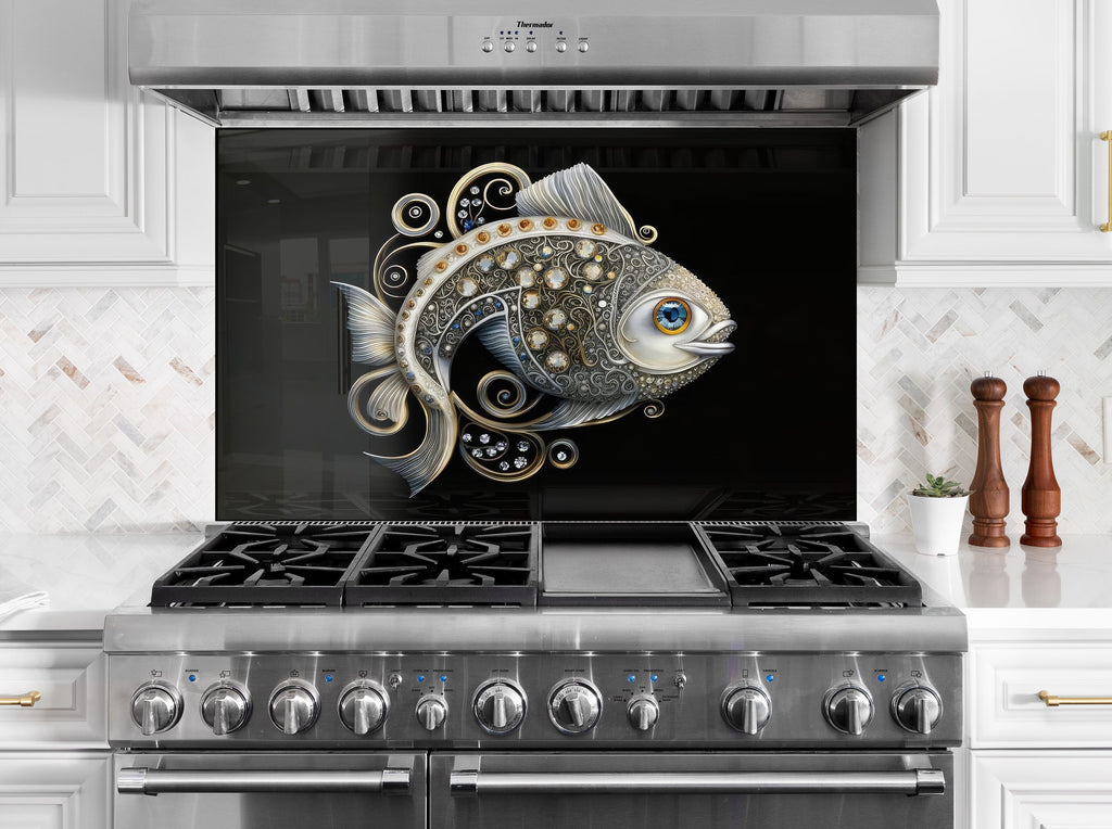 Luxury Fish - Tempered Glass Kitchen Backsplash-BacksplashArtworks