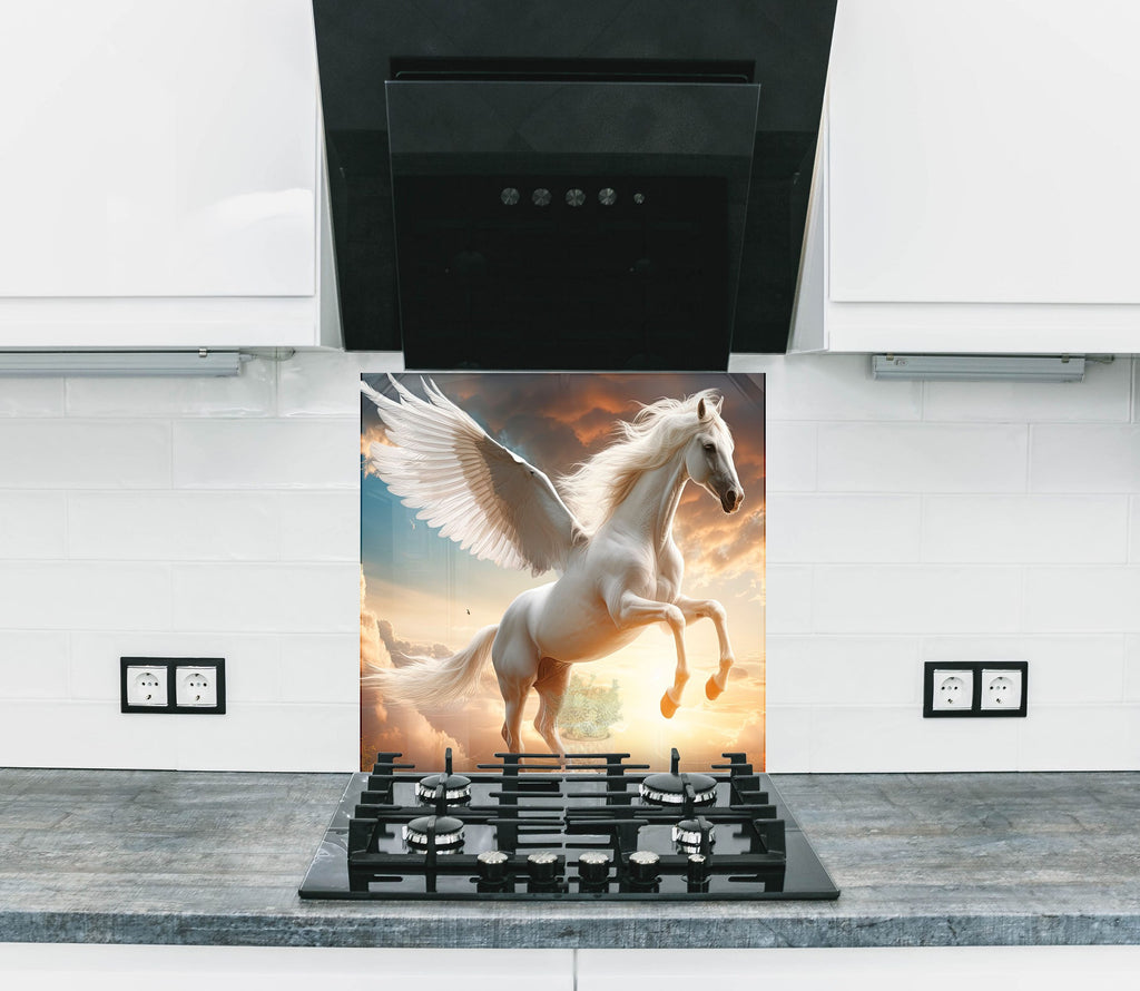 Fantasy Pegasus - Tempered Glass Kitchen Backsplash-BacksplashArtworks