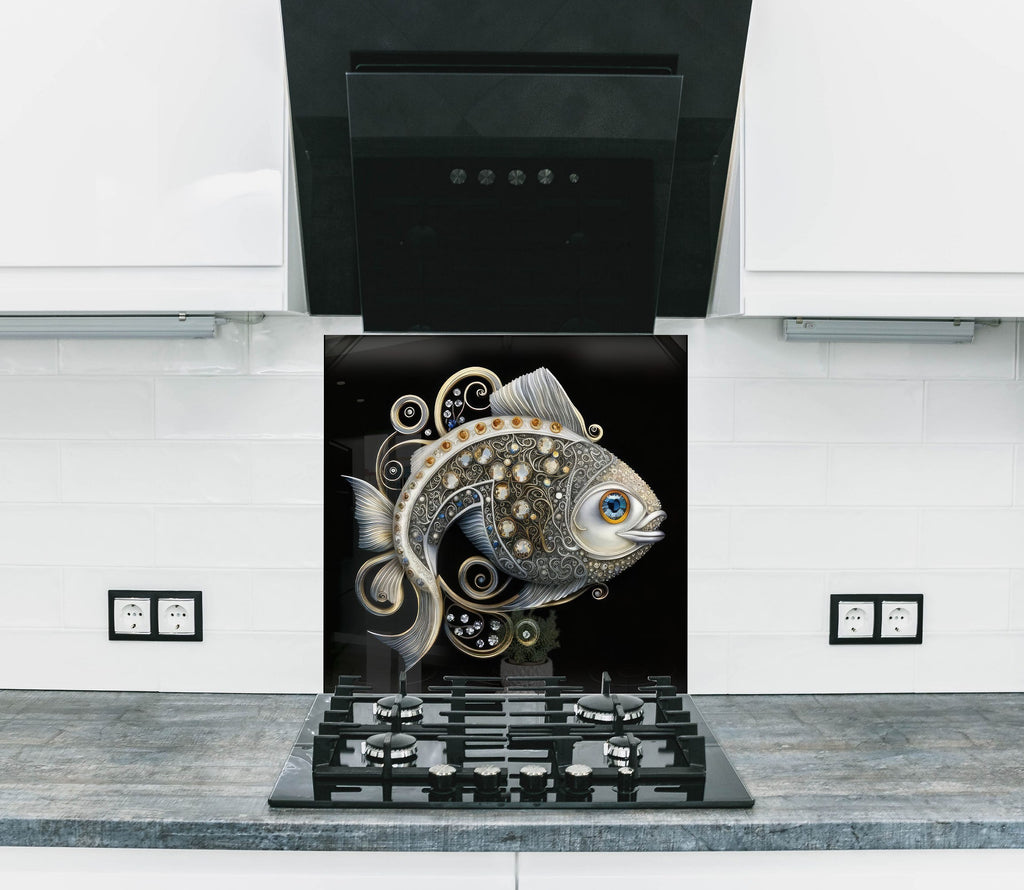 Luxury Fish - Tempered Glass Kitchen Backsplash-BacksplashArtworks