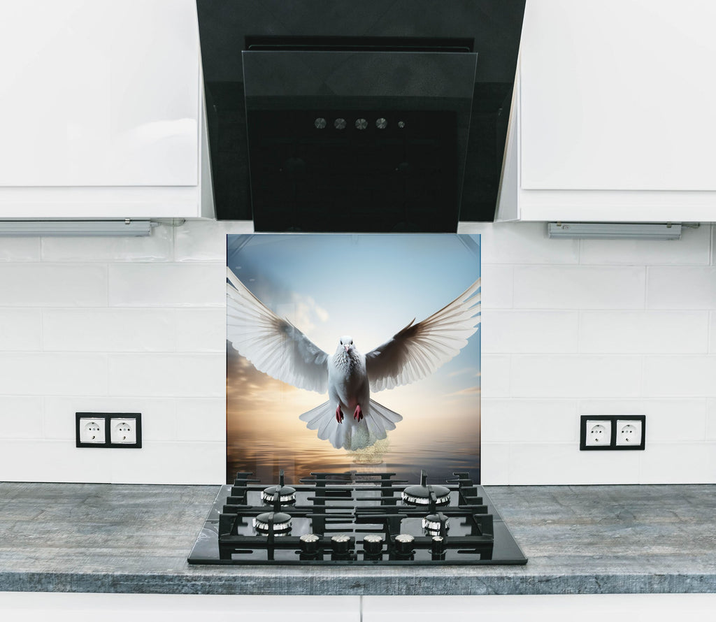 White Dove - Glass Kitchen Backsplash-BacksplashArtworks