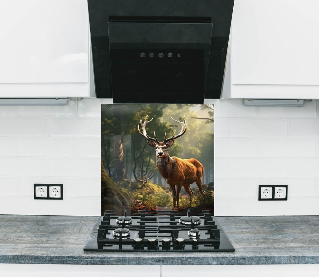 Deer Forest - Tempered Glass Kitchen Backsplash-BacksplashArtworks
