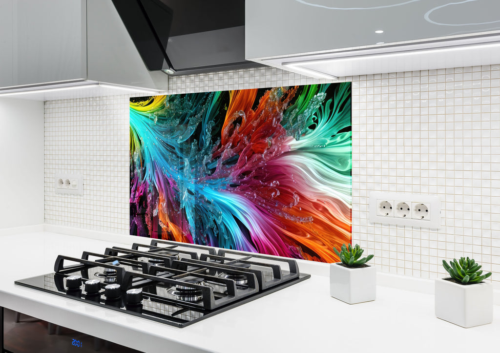 Radiant Fusion Multicolor Swirl - Glass Kitchen Backsplash-BacksplashArtworks