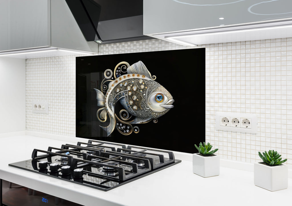 Luxury Fish - Tempered Glass Kitchen Backsplash-BacksplashArtworks
