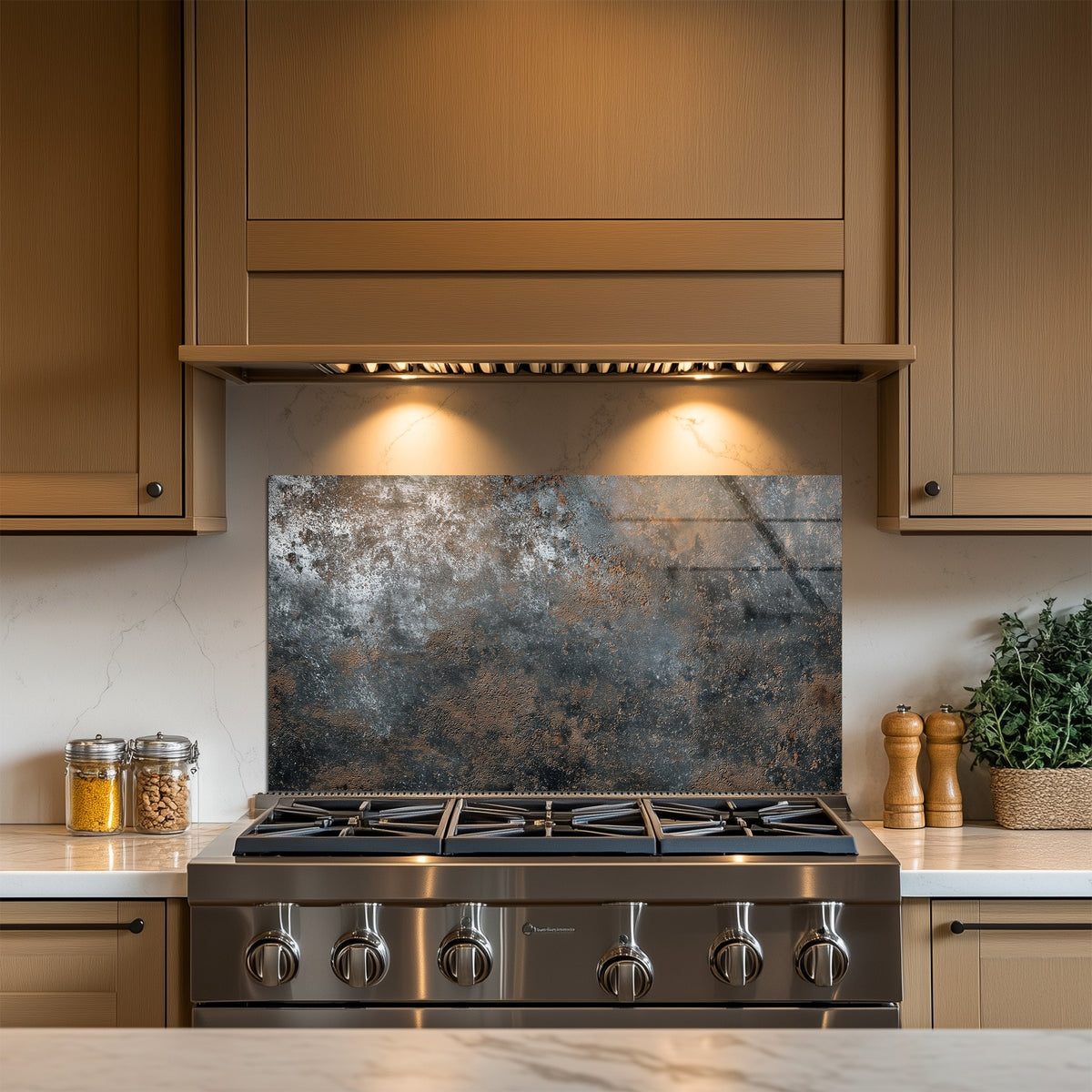 Industrial Rust Texture Glass Kitchen Backsplash Panel – BacksplashArtworks