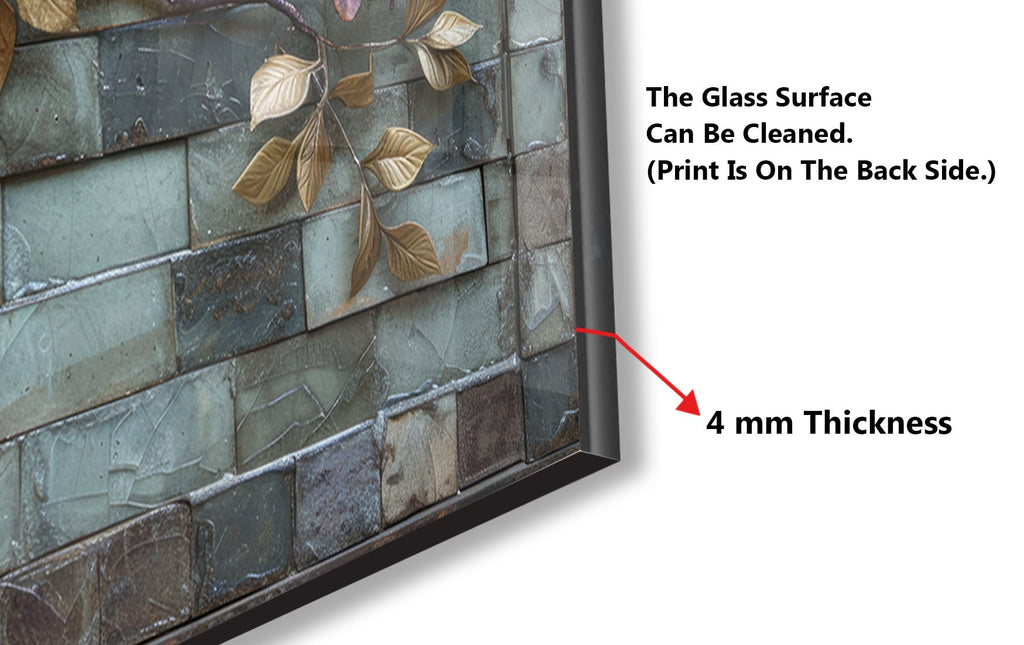 Rustic Floral Vine - Glass Kitchen Backsplash-BacksplashArtworks