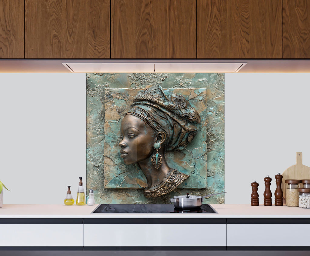 Regal African Queen - Glass Kitchen Backsplash-BacksplashArtworks