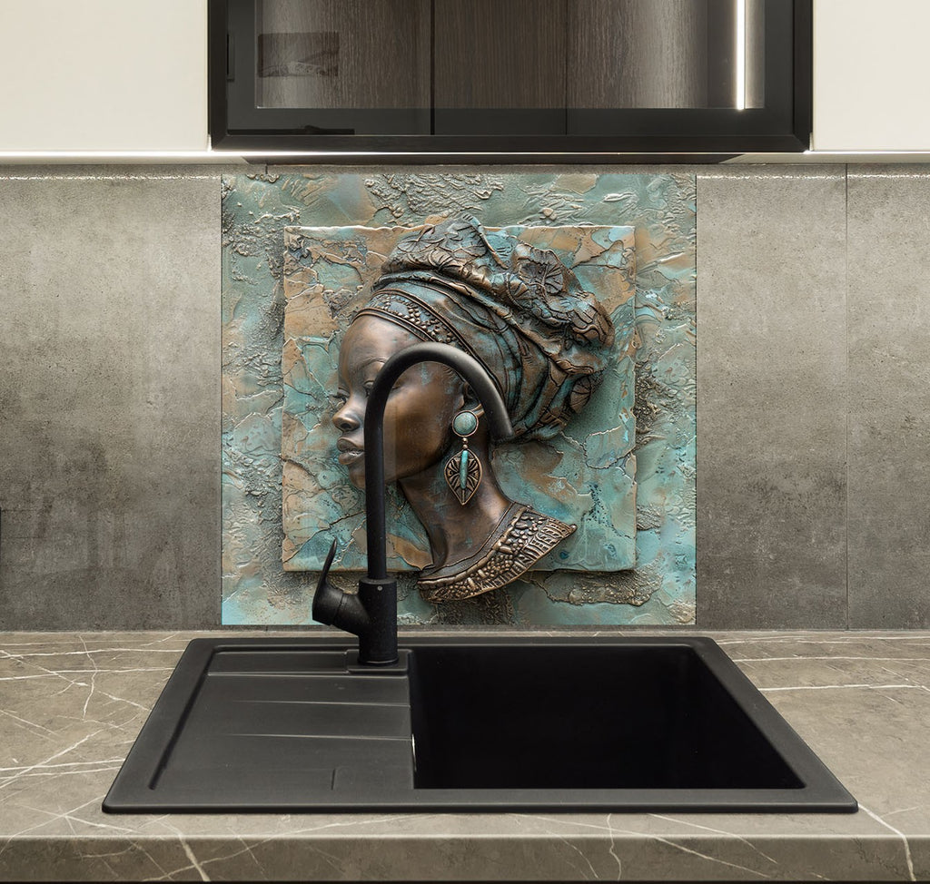 Regal African Queen - Glass Kitchen Backsplash-BacksplashArtworks