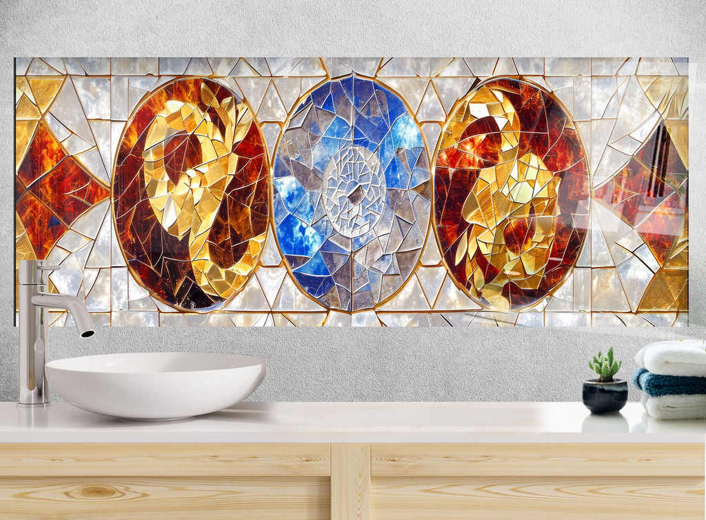 Yin-Yang Elements - Glass Kitchen Backsplash-BacksplashArtworks