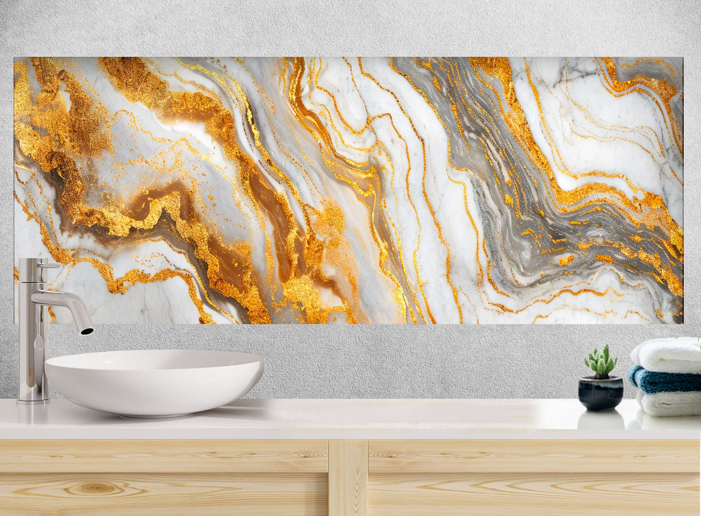 Golden Storm Marble - Glass Kitchen Backsplash-BacksplashArtworks