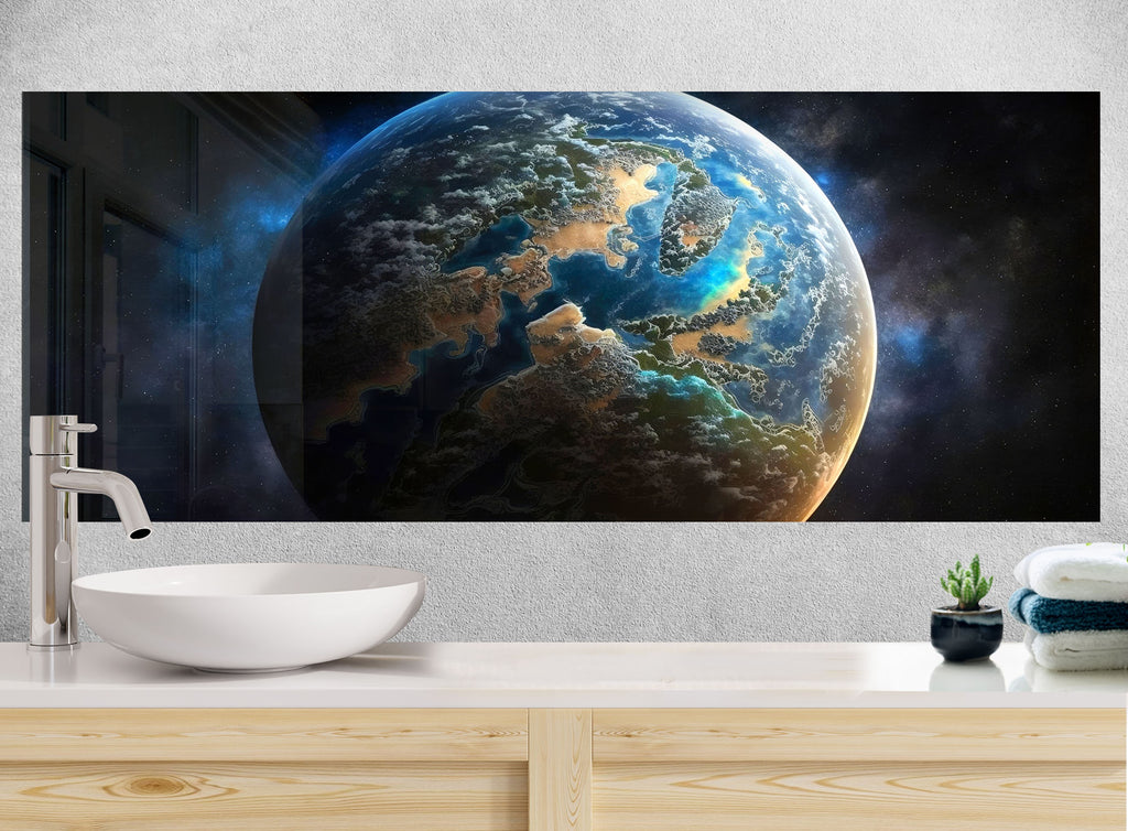 Cosmic Earth View Wall Art - Tempered Glass Kitchen Backsplash-BacksplashArtworks