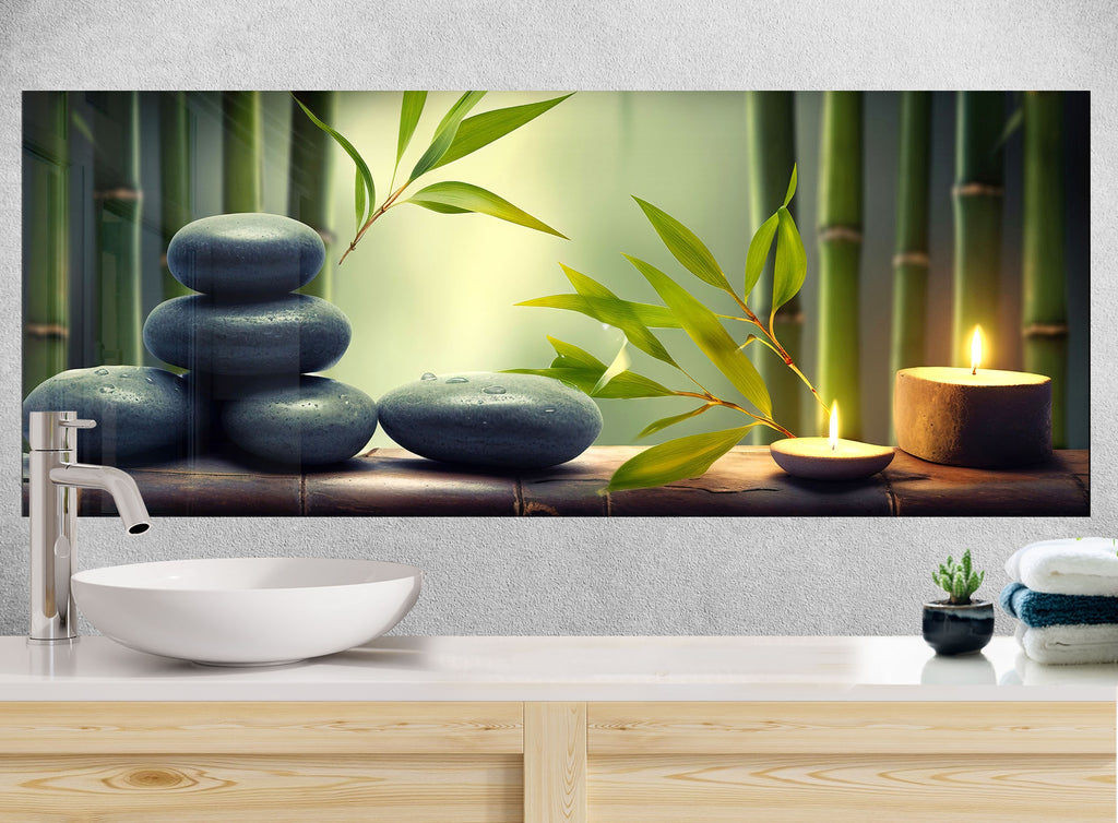 Zen & Spa Stones Tempered Glass Backsplash-BacksplashArtworks