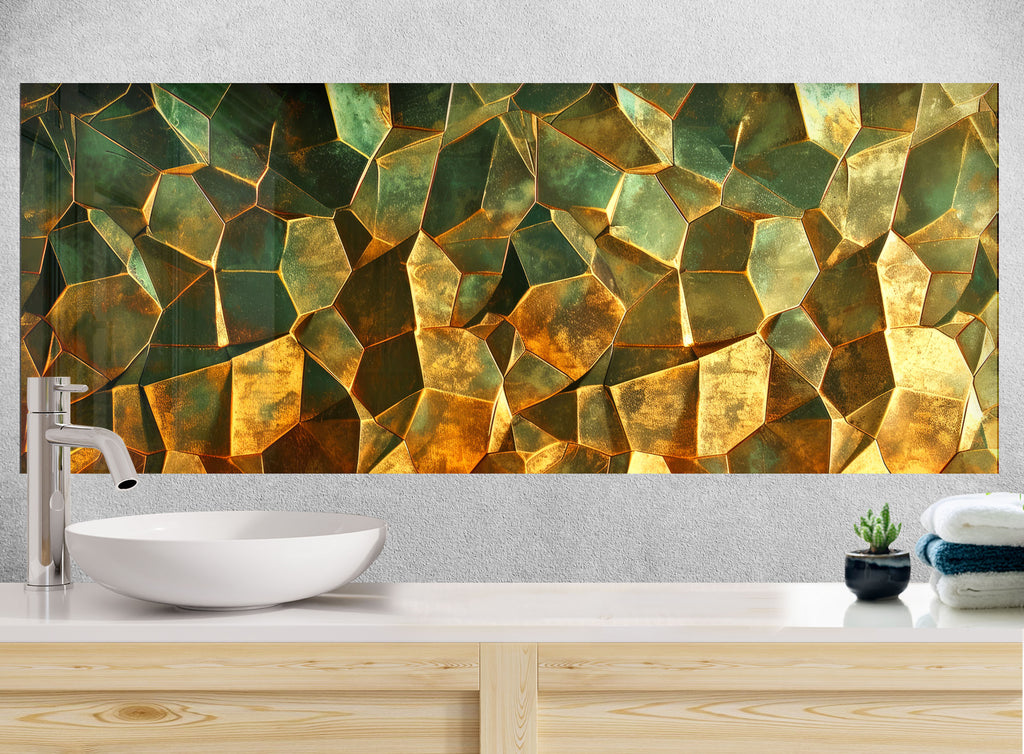 Golden Emerald - Glass Kitchen Backsplash-BacksplashArtworks