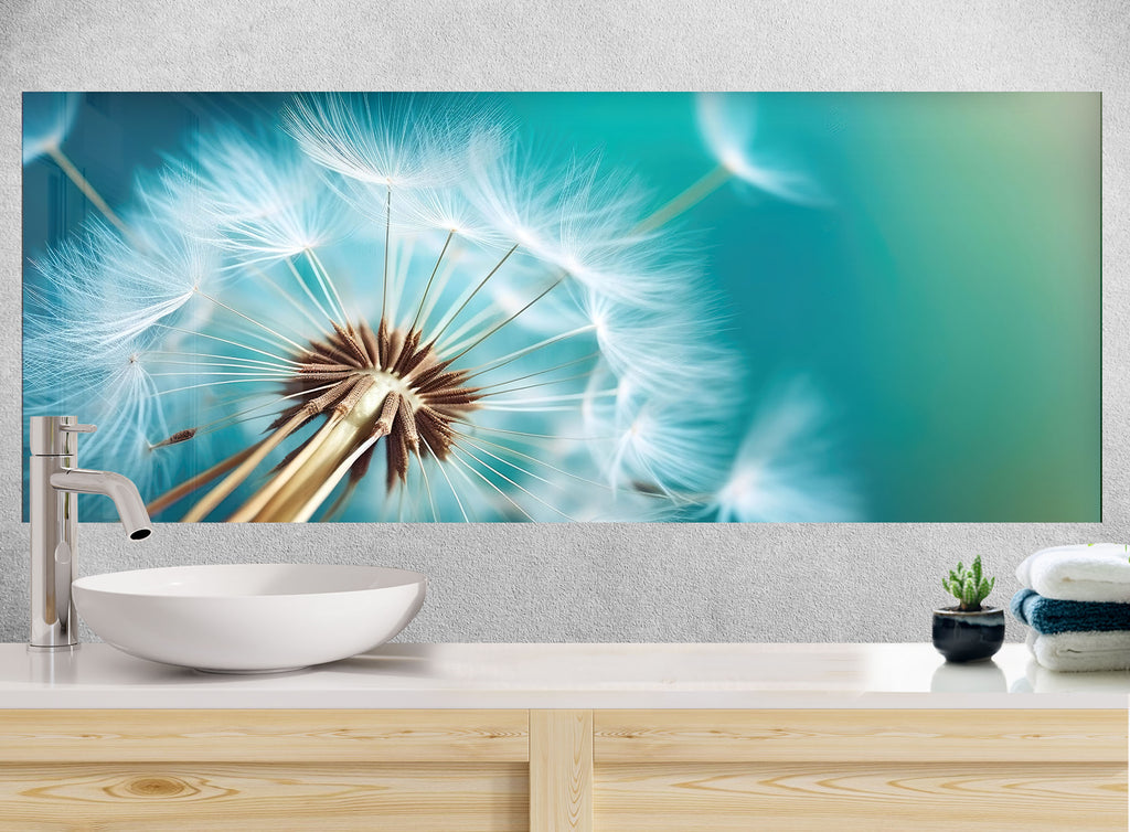 Dandelion Breeze Serenity - Glass Kitchen Backsplash-BacksplashArtworks