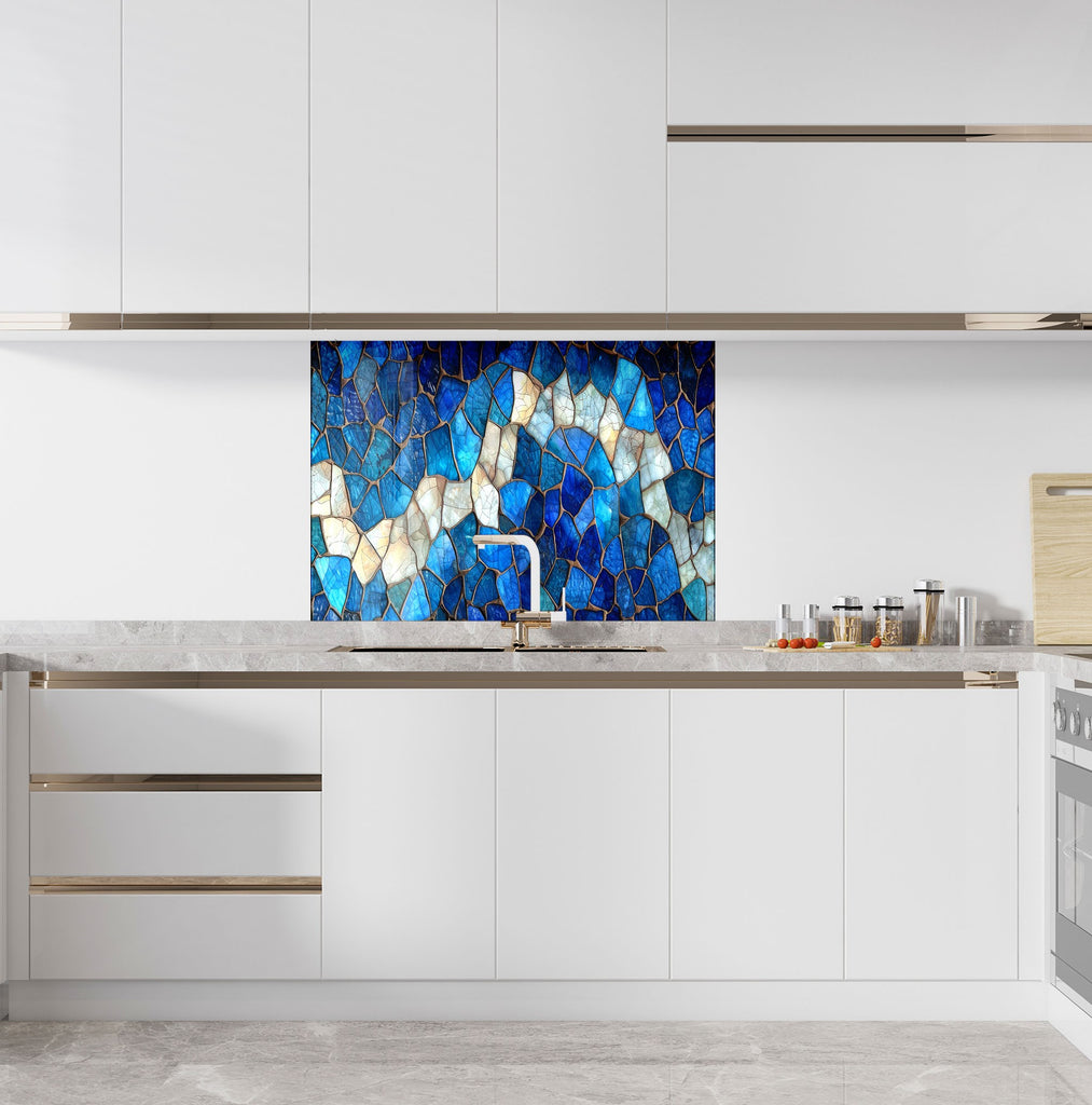 Blue Agate - Glass Kitchen Backsplash-BacksplashArtworks