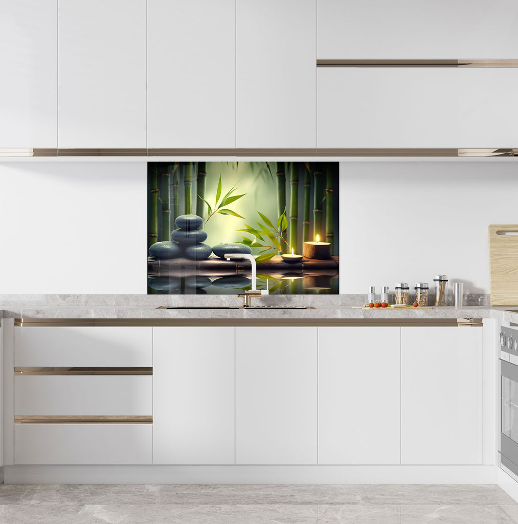 Zen & Spa Stones Tempered Glass Backsplash-BacksplashArtworks