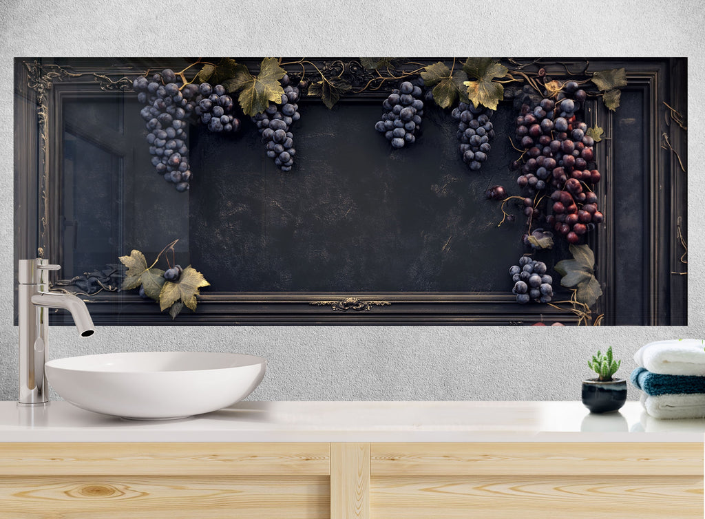 Rustic Grape Vine Glass Kitchen Backsplash – Vintage Vineyard Design-BacksplashArtworks