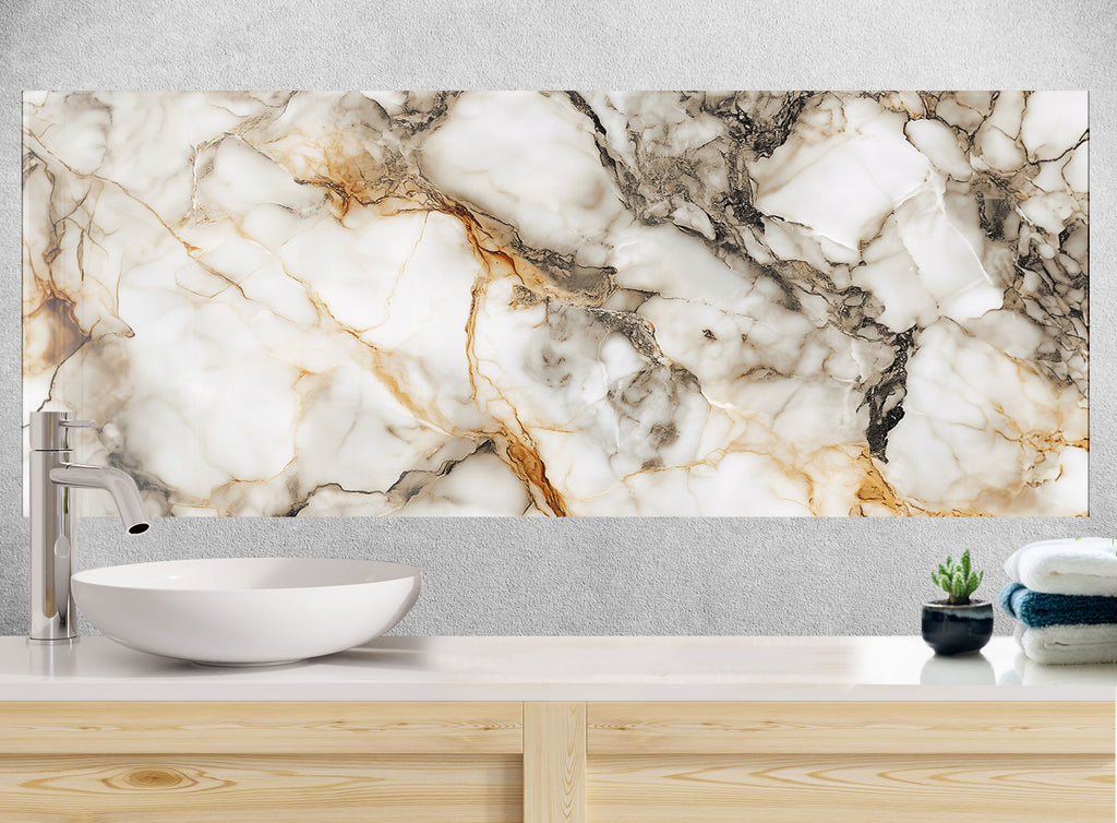 White and gold marble kitchen backsplash artistic textured backsplash glass art ideal for modern and classic home interiors

