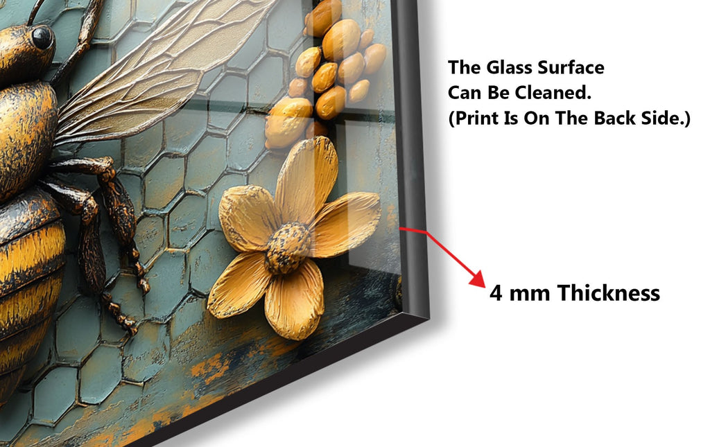 Vintage Honey Bee - Glass Kitchen Backsplash-BacksplashArtworks