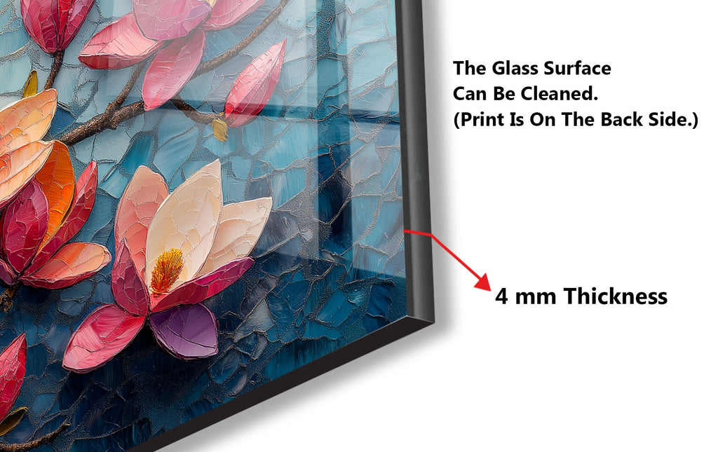 Magnolia Mosaic Art - Glass Kitchen Backsplash-BacksplashArtworks