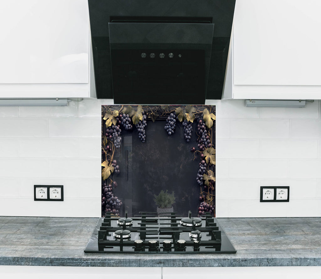 Rustic Grape Vine Glass Kitchen Backsplash – Vintage Vineyard Design-BacksplashArtworks