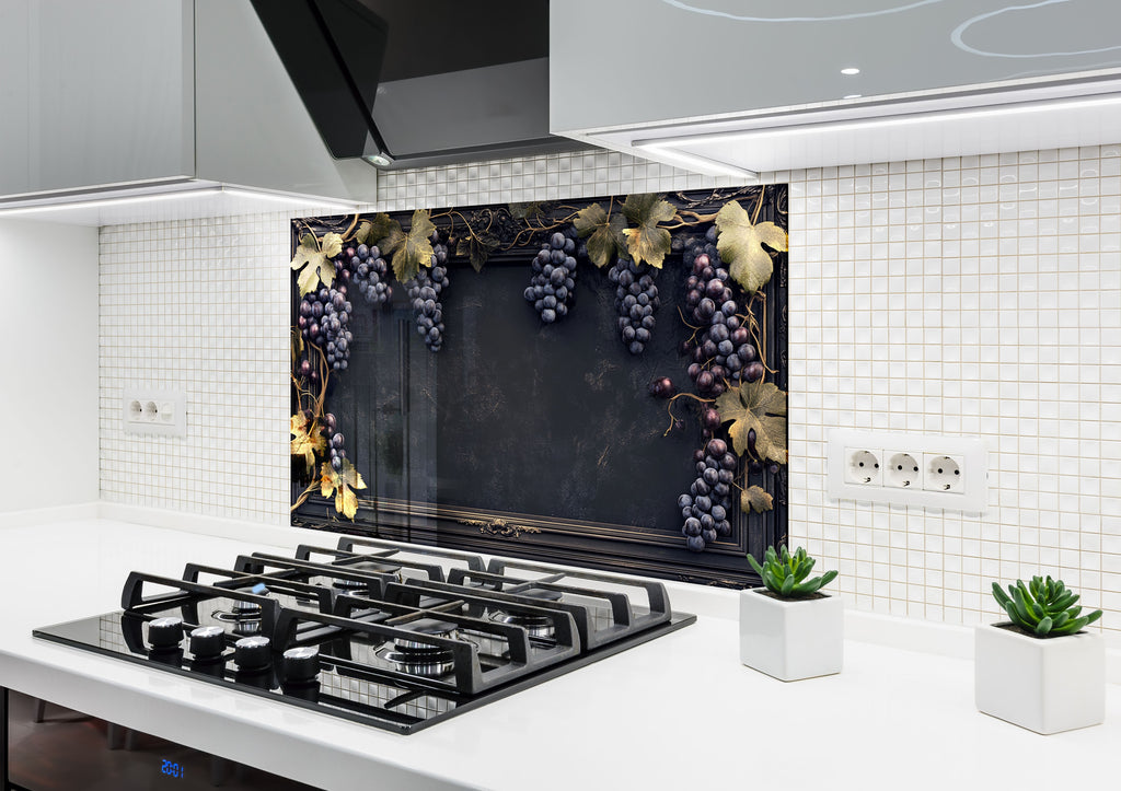 Rustic Grape Vine Glass Kitchen Backsplash – Vintage Vineyard Design-BacksplashArtworks