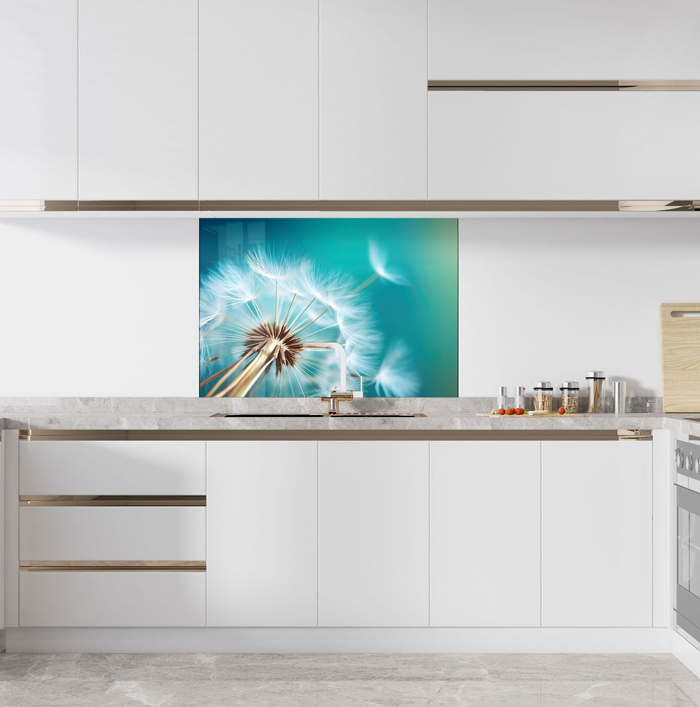 Dandelion Breeze Serenity - Glass Kitchen Backsplash-BacksplashArtworks