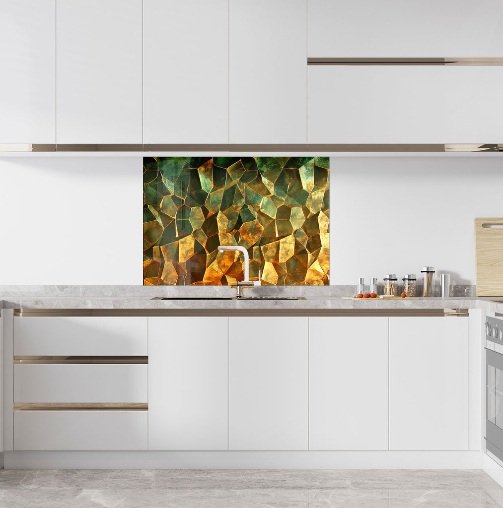 Golden Emerald - Glass Kitchen Backsplash-BacksplashArtworks