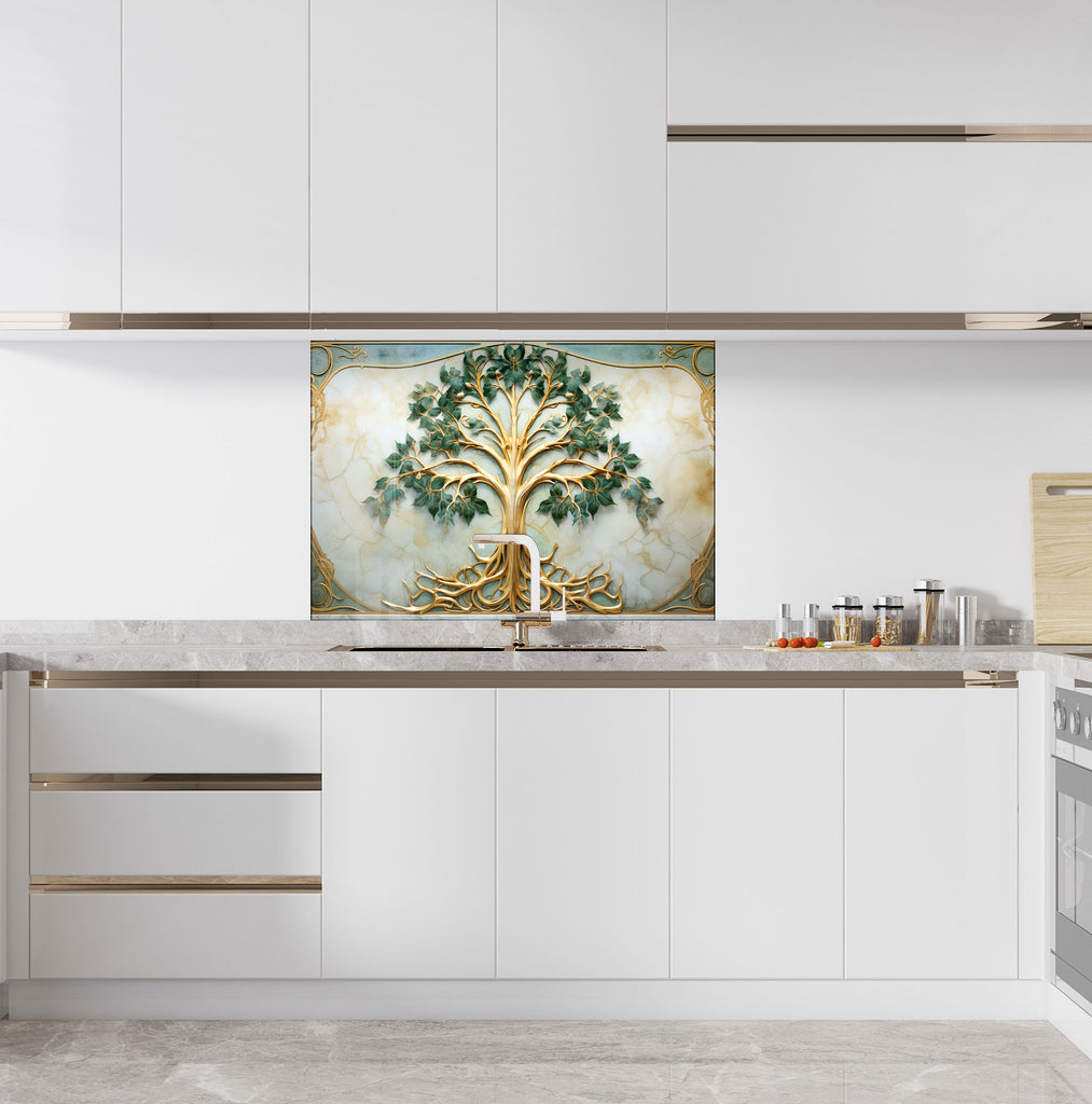Eternal Harmony Tree - Glass Kitchen Backsplash-BacksplashArtworks
