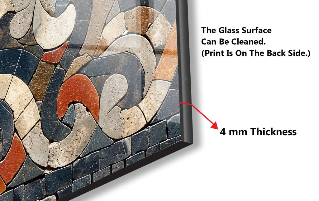 Mosaic Tempered Glass Kitchen Backsplash with Geometric Swirl Design-BacksplashArtworks