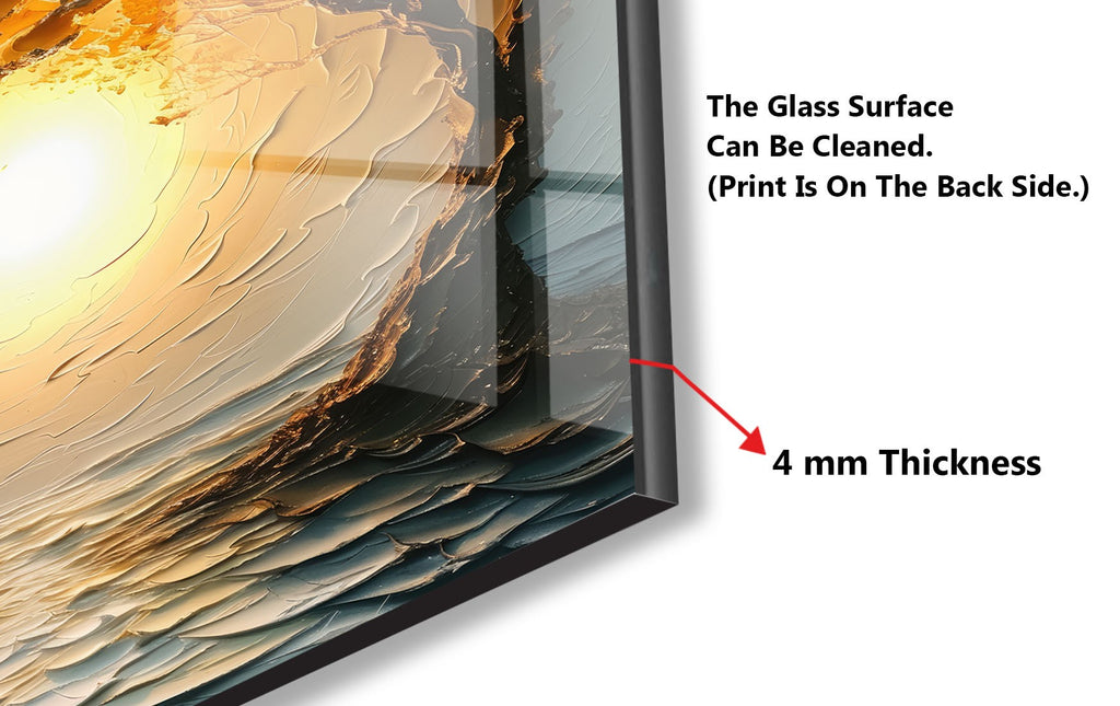 Golden Sunrise Serenity Wall Art - Tempered Glass Kitchen Backsplash-BacksplashArtworks