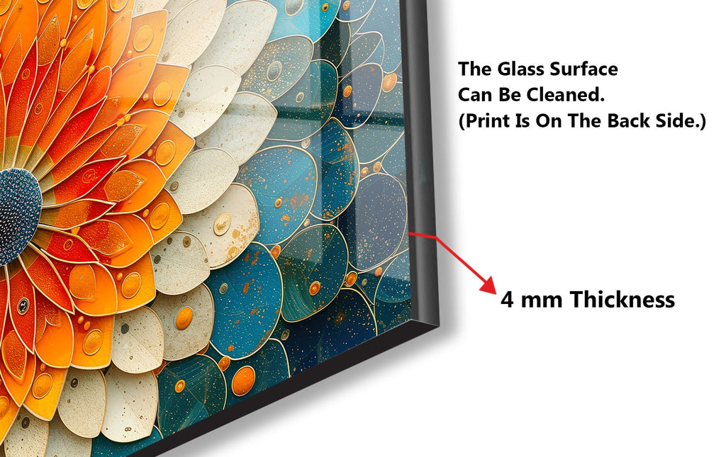 Mandala Bloom Art - Glass Kitchen Backsplash-BacksplashArtworks