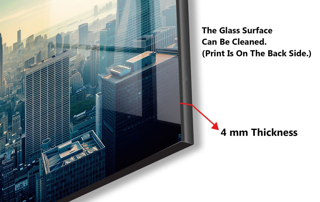 Urban Skyline Cityscape Wall Art - Tempered Glass Kitchen Backsplash-BacksplashArtworks