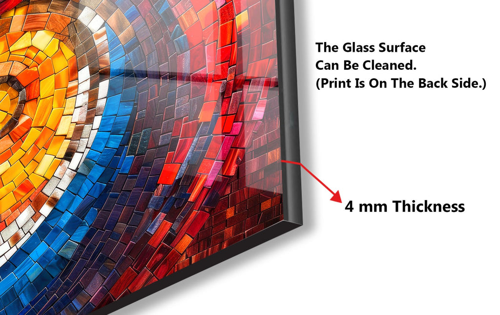 Mosaic Tempered Glass Kitchen Backsplash with Colorful Spiral Design-BacksplashArtworks