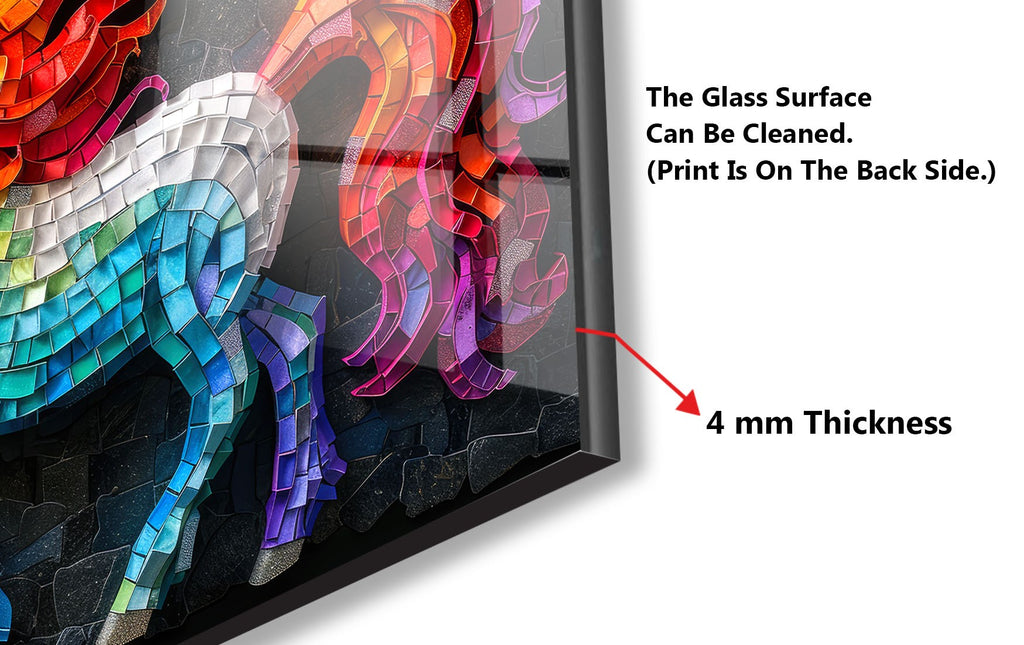 Mosaic Tempered Glass Kitchen Backsplash with Colorful Unicorn Design-BacksplashArtworks