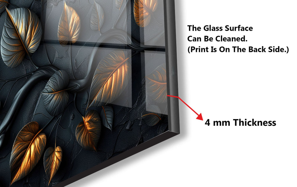 Golden Autumn Leaves - Glass Kitchen Backsplash-BacksplashArtworks
